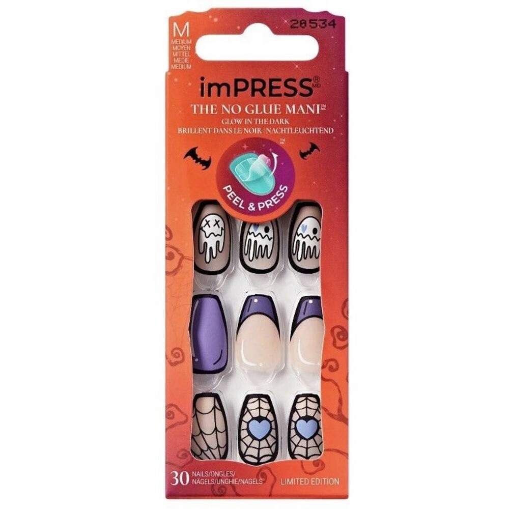 KISS Salon Design Limited Edition Halloween Press On Glow Nails Party Startled